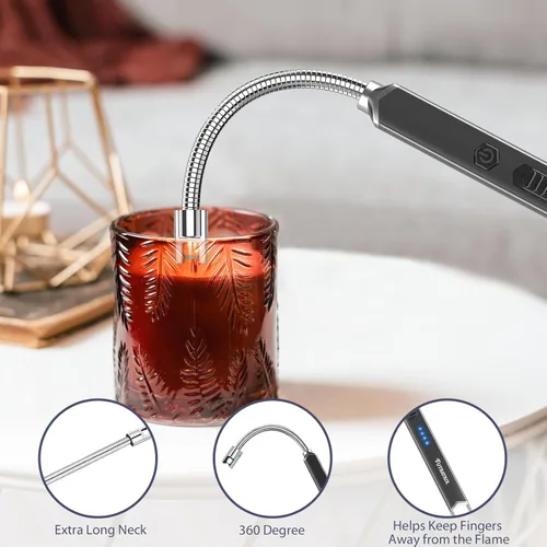 Miniatura 3 de Encendedor de velas eléctrico recargable para tarros profundos, resistente al viento y sin llama para decoración del hogar, regalos amigables