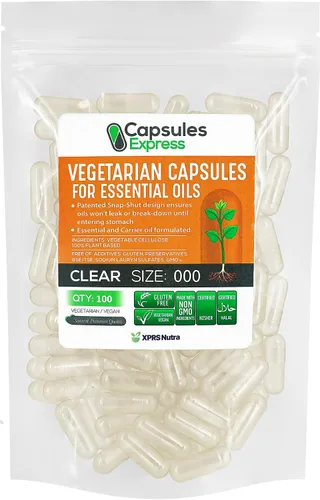 Miniatura 21 de XPRS Nutra Cápsulas veganas vacías de tamaño 0 – 100 cápsulas vegetales transparentes para aceite esencial – Tapas de verduras vacías – El relleno