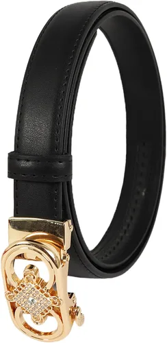Miniatura 198 de Cinturón de cuero clásico con hebilla de metal para mujer con vestido de jeans