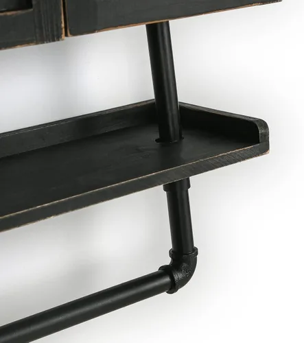 Miniatura 6 de Armario de almacenamiento sobre inodoro de 23.1 x 16.9 pulgadas, gabinete de baño con estante de pared ajustable y toallero, puertas dobles, Negro