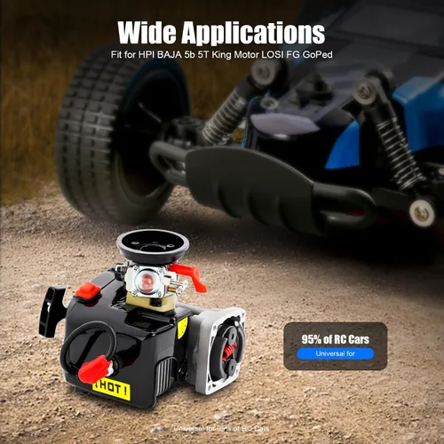 Miniatura 6 de Motor Rovan de 2 tiempos de 30.5 CC, 4 pernos fácil de arrancar, mango de retroceso, motor de refrigeración por aire forzado, compatible con HPI
