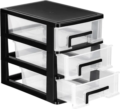 Homoyoyo 3 cajones de plástico de oficina pequeño Rv baño almacenamiento para espacios pequeños Cajones de plástico Organizador