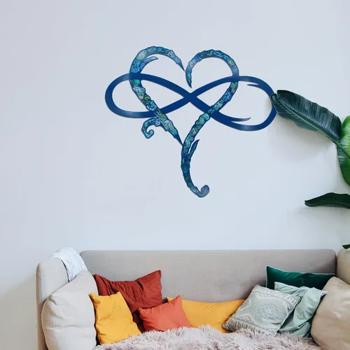 Miniatura 14 de MayLove-US Decoración de pared de metal con corazón infinito, decoración única de pared de corazón infinito, placa de letrero de amor, arte Blanco