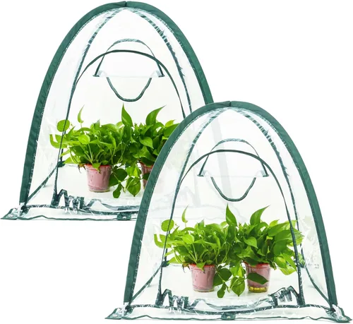 porayhut Cubierta de invernadero emergente, paquete de 2, mini sala de jardinería para plantas de sol, cubierta de PVC para proteger las heladas