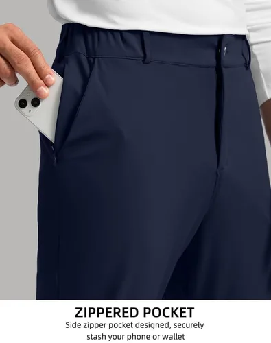 Miniatura 4 de Soothfeel Pantalones de golf para hombre con 5 bolsillos, ajustados, elásticos, casuales, de viaje, pantalones de trabajo para hombre