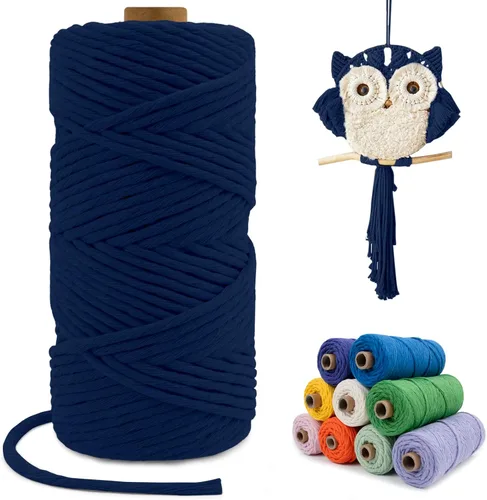 Miniatura 20 de Cuerda de macramé de una sola hebra de 0.197 in x 110 yardas, cuerda de macramé de algodón natural de 0.197 in, cuerda de algodón grueso para colgar