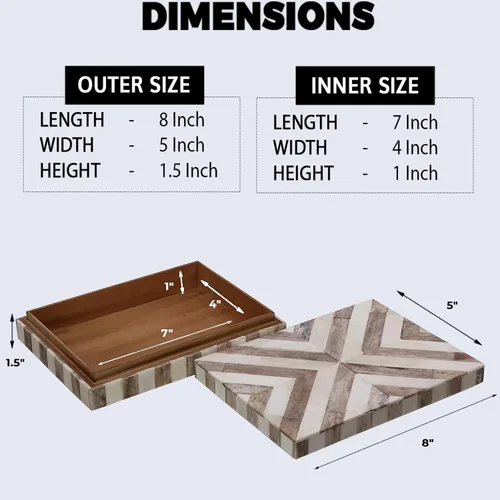 Miniatura 2 de Handicrafts Home Organizador para joyas y caja de almacenamiento, cajas decorativas para mujer y chicas, para envoltura, estampado de cheurón blanco