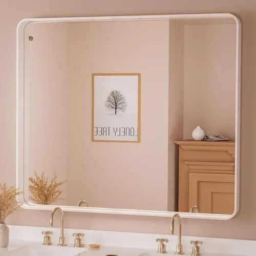 Miniatura 99 de TETOTE Espejo de marco dorado cepillado de 16 x 24 pulgadas, espejo de tocador de baño de latón dorado para pared, espejo enmarcado rectangular