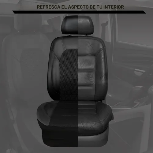 Miniatura 5 de CAR PASS Fundas de asientos de automóvil de cuero y malla de aire 3D, ajuste universal, para sedanes, camiones, SUV, compatibles con airbag, diseño