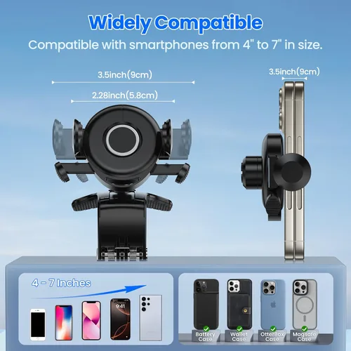 Miniatura 5 de Soporte para teléfono de automóvil, soporte de teléfono para salpicadero, rotación de 360 grados, diseño de clip multifuncional, soporte universal