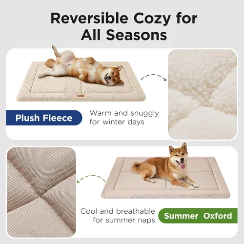 Miniatura 3 de Cama reversible para perros grandes, lavable y antideslizante, alfombra para mascotas, espuma de alta densidad y forro polar suave