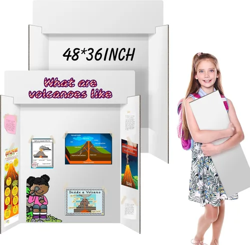 IKAYAS - Paquete de 2 tableros de póster triples de 48 x 36 pulgadas, tableros de póster blancos de doble cara de 36 x 48 pulgadas con encabezados