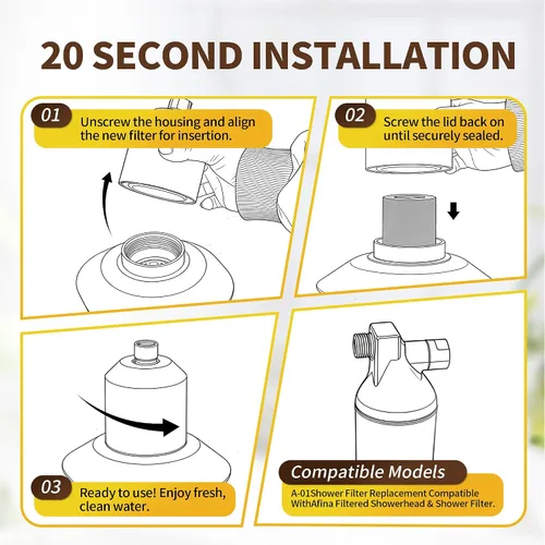 Miniatura 6 de Filtro de ducha de repuesto compatible con filtro Afina para ducha y filtro de ducha, para agua dura, elimina cloro y otras impurezas, paquete de 1