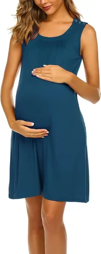 Miniatura 3 de Ekouaer Camisón de lactancia 3 en 1 para parto, parto, hospital de enfermería, vestidos de lactancia materna S-XXL