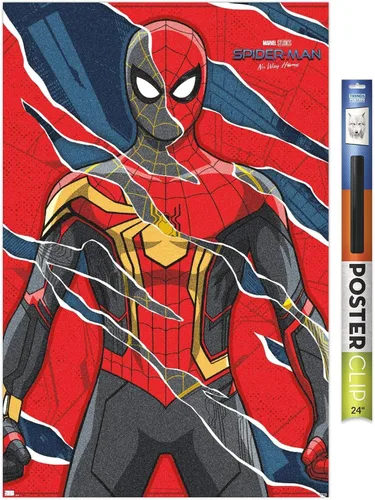 Trends International Marvel Spider-Man: No Way Home - Póster de pared triturado, 34 pulgadas de largo x 22.4 W, paquete de póster y clip prémium