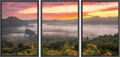 Miniatura 47 de SIGNWIN Lienzo enmarcado para pared, juego de arte nublado de tormenta, cielo, bosque otoñal, árboles, rústico, naturaleza, fotografía, realismo