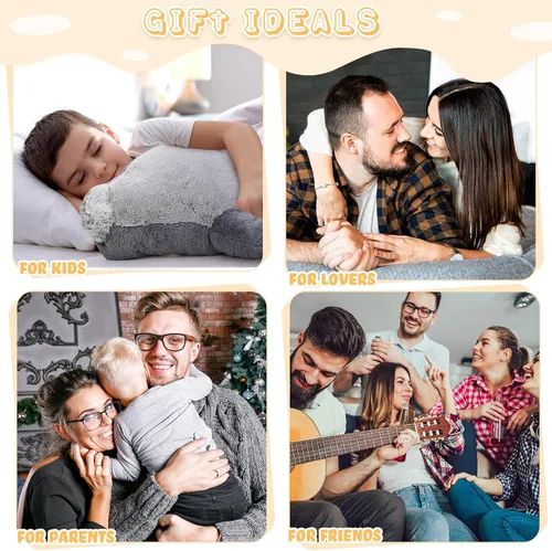 Miniatura 7 de Poen Peluche de foca gigante de 39 pulgadas, grande, grande, suave, tierno, color gris, adorable almohada grande, regalo para niños, compañero