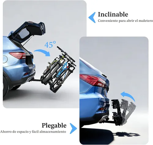 Miniatura 4 de Portabicicletas de Enganche para 2 Bicicletas Portabicicletas Plegable con Montaje de Enganche (Receptor de 2 Pulgadas) Portabicicletas con 2 Brazos