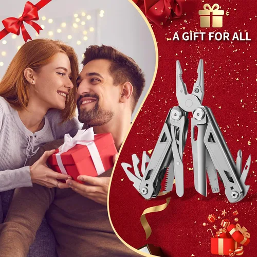 Miniatura 9 de POXIMO Multiherramienta 17 en 1, regalos para hombres, papá, él, alicates multiherramientas, kits de herramientas EDC, rellenos de calcetines
