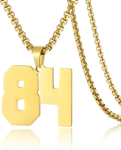 SKQIR Number Necklace for Men Black Baseball Jersey Number Pendant for Boys Athletes Number Chain Pandent for Boys Sport Stainless Steel necklace