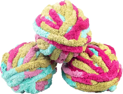 Miniatura 14 de iDIY - Paquete de 3 madejas de hilo grueso (72 yardas), color rosa claro, hilo de felpilla esponjoso perfecto para mantas suaves y de bebé, tejer
