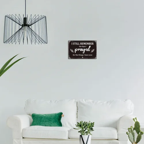 Miniatura 4 de Letrero inspirador con texto en inglés "I Still Remember The Days I Prayed", letreros inspiradores para mesa de estar, centros de mesa de madera