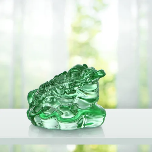Miniatura 5 de MDLUU Paquete de 2 estatuas de sapo de dinero, ranas de la fortuna de cristal Feng Shui, amuleto de buena suerte para caja registradora, escritorio