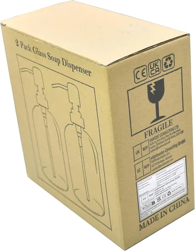 Miniatura 6 de Paquete de 2 dispensadores de jabón de vidrio con bomba, dispensador de jabón líquido de 13.5 fl oz para jabón, champú y loción para cocina, baño