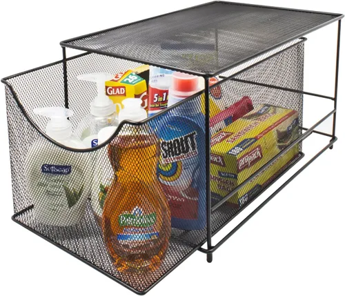 Sorbus gavetas organizadoras de almacenamiento de malla plateada con gavetas extraíbles, ideal para cubierta, gabinete, despensa, para colocar bajo