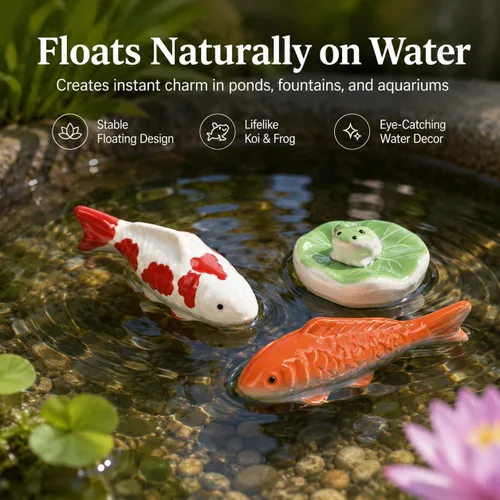 Miniatura 9 de Toddmomy Figuras flotantes de peces Koi, 3 piezas, adornos realistas de cerámica para acuario para peceras y estanques de jardín, accesorios