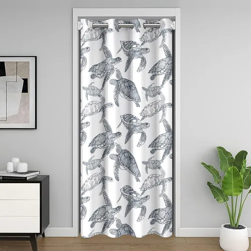 Miniatura 38 de Erosebridal Cortinas opacas de hojas para ventana de puerta, cortinas opacas de hojas blancas y negras, cortina de puerta de hojas, plantas Hojas