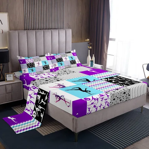 Miniatura 28 de Manfei Honeycomb - Juego de sábanas con diseño de mando de videojuegos tamaño Twin, juego de ropa de cama geométrica azul con controlador