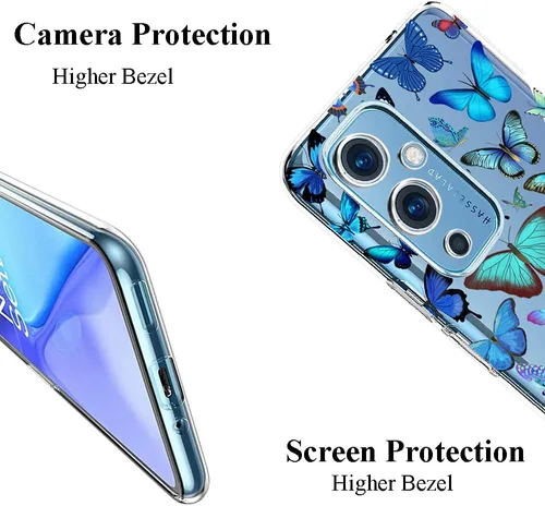 Miniatura 2 de Unov Funda diseñada para OnePlus 9 5G, funda transparente con [patrón antideslizante en relieve], protección delgada a prueba de golpes