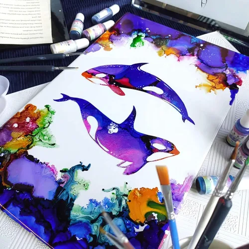 Miniatura 5 de Juego de tinta de alcohol de 24 colores, pigmento líquido difuso para hacer platos de Petri de resina epoxi, cada uno de 0.35 oz, 0.3 fl oz, 0.35