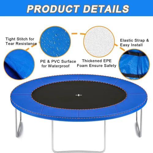 Miniatura 5 de Trampoline Pad Replacement, 12FT 14FT 15FT Trampoline Spring Cover, Thickened EPE Foam Tear-Resistant Waterproof Safety Pad, No Holes for Pole