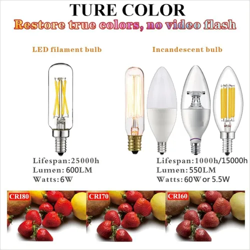 Miniatura 6 de LiteHistory - Bombilla LED E12 de 6 W equivalente a bombillas de candelabro de 60 W, blanca neutra de 4000 K, CA 120 V, 600 lúmenes, regulable, T6