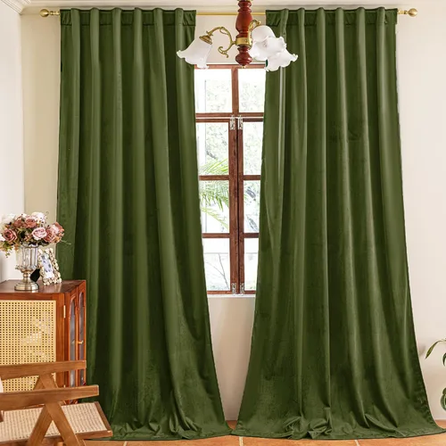 Miniatura 10 de YOFUN Cortinas de terciopelo negro de 84 pulgadas de largo, con pestaña trasera, paneles de protección de privacidad