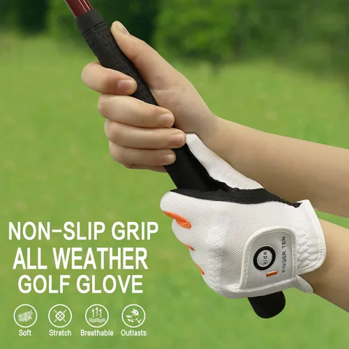 Miniatura 4 de FINGER TEN Guantes de golf para niños y niñas, mano izquierda y derecha, Dura Feel blanco, azul, rojo, amarillo, guantes de golf de valor extra