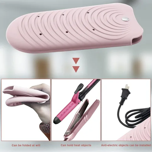 Miniatura 5 de Funda de silicona aislante de calor para herramientas de peinado del cabello, rizadores y planchas planas, cubierta de viaje antideslizante, pequeña