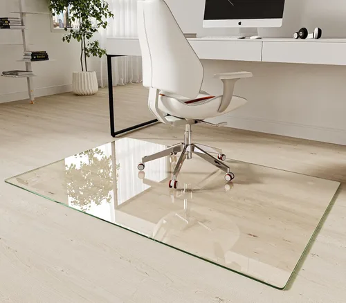 Miniatura 10 de Koonmi Tapete para silla de vidrio templado de 36"x48" - Tapete premium para silla de oficina para suelos de madera dura y alfombra de pelo bajo