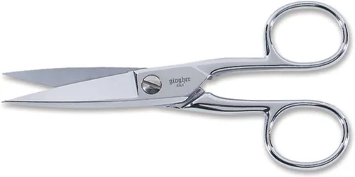 Gingher - Tijeras artesanales con funda protectora, tijeras de borde de cuchillo de 5 pulgadas para cortar tela, hilo y hilo de costura, color