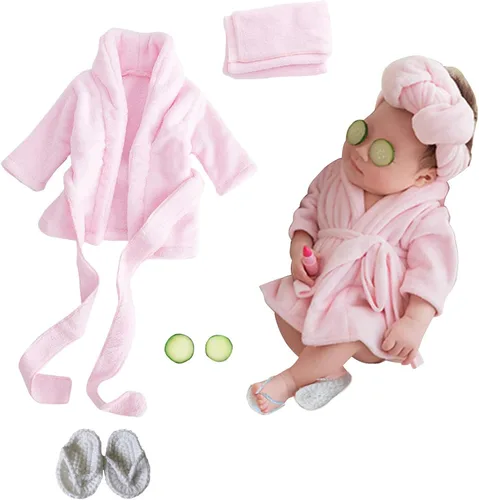Accesorios de fotografía para recién nacidos, 5 piezas, batas de baño, toallas de baño con zapatillas, accesorios para fotos de pepino para bebés,