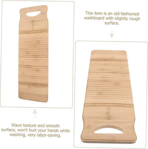 Miniatura 8 de Hemoton Tabla de lavado de madera, tabla de lavar a mano, tabla de lavar a mano para suministros de lavandería para el hogar, L