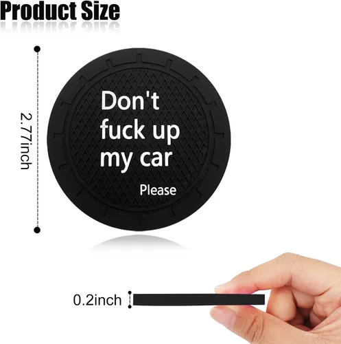 Miniatura 2 de 4 unidades de portavasos para automóvil, por favor no estropees mi auto, portavasos universal antideslizante decorativo divertido, accesorios