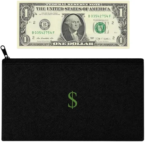 Bolsa para efectivo/dinero. Impermeable, 7.7 x 4.5 pulgadas, tamaño perfecto, bolsa de viaje con icono de efectivo/símbolo/dólar/$. Organizador de