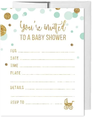 Miniatura 7 de Andaz Press Colección de fiesta de baby shower con purpurina verde menta, banderín colgante con cuerda, Welcome Baby!, 5 pies, 1 juego