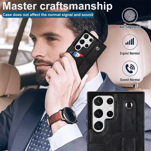Miniatura 7 de Funda para teléfono Samsung Galaxy S22 Ultra 5G con protector de pantalla, correa de muñeca ajustable, atril, ranura para tarjetas de crédito