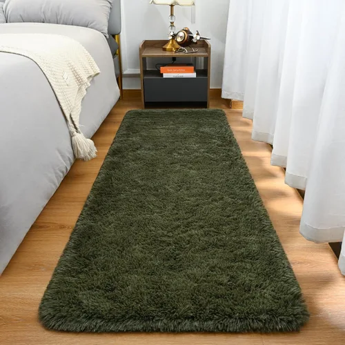 Miniatura 8 de Goideal Alfombra mullida para dormitorio, sala de estar, alfombra de noche beige de 2 x 6 pies, pelo largo de pelo sintético, alfombra moderna