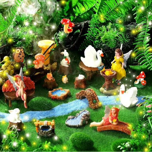 Miniatura 2 de Wenqik 26 piezas de figuras de hadas en miniatura, mini accesorios de jardín, pequeñas hadas, decoración de mini diorama de jardín, figuras de hadas