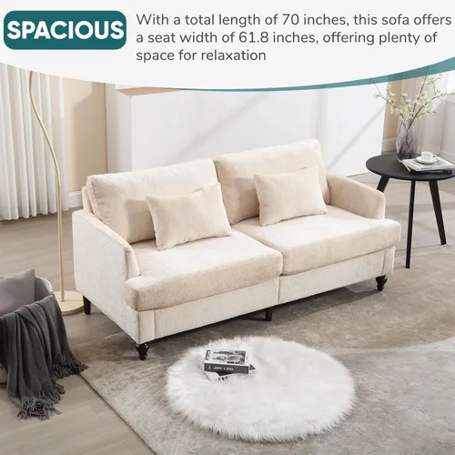 Miniatura 7 de JOYBASE Juego de 2 muebles de sala de estar, sofá biplaza y silla decorativa, juego de sofá moderno de mediados de siglo para sala de estar